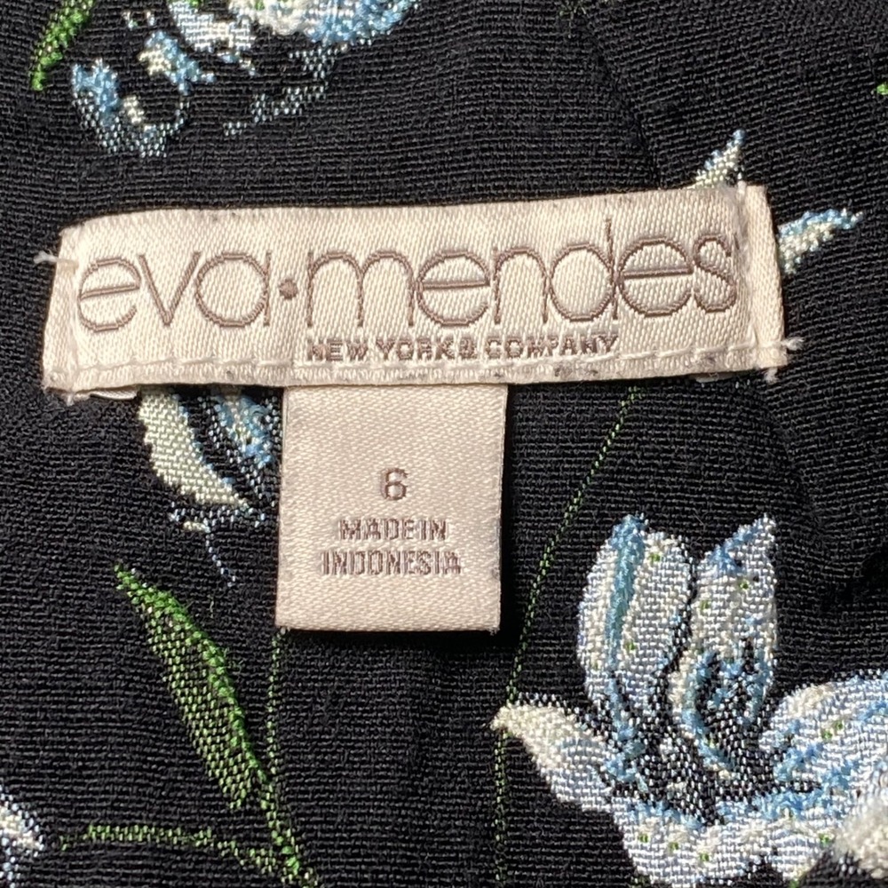 Eva Mendes Dress Women 6 Black Floral Jacquard Fit Flare Cocktail New York Co - Picture 6 of 9